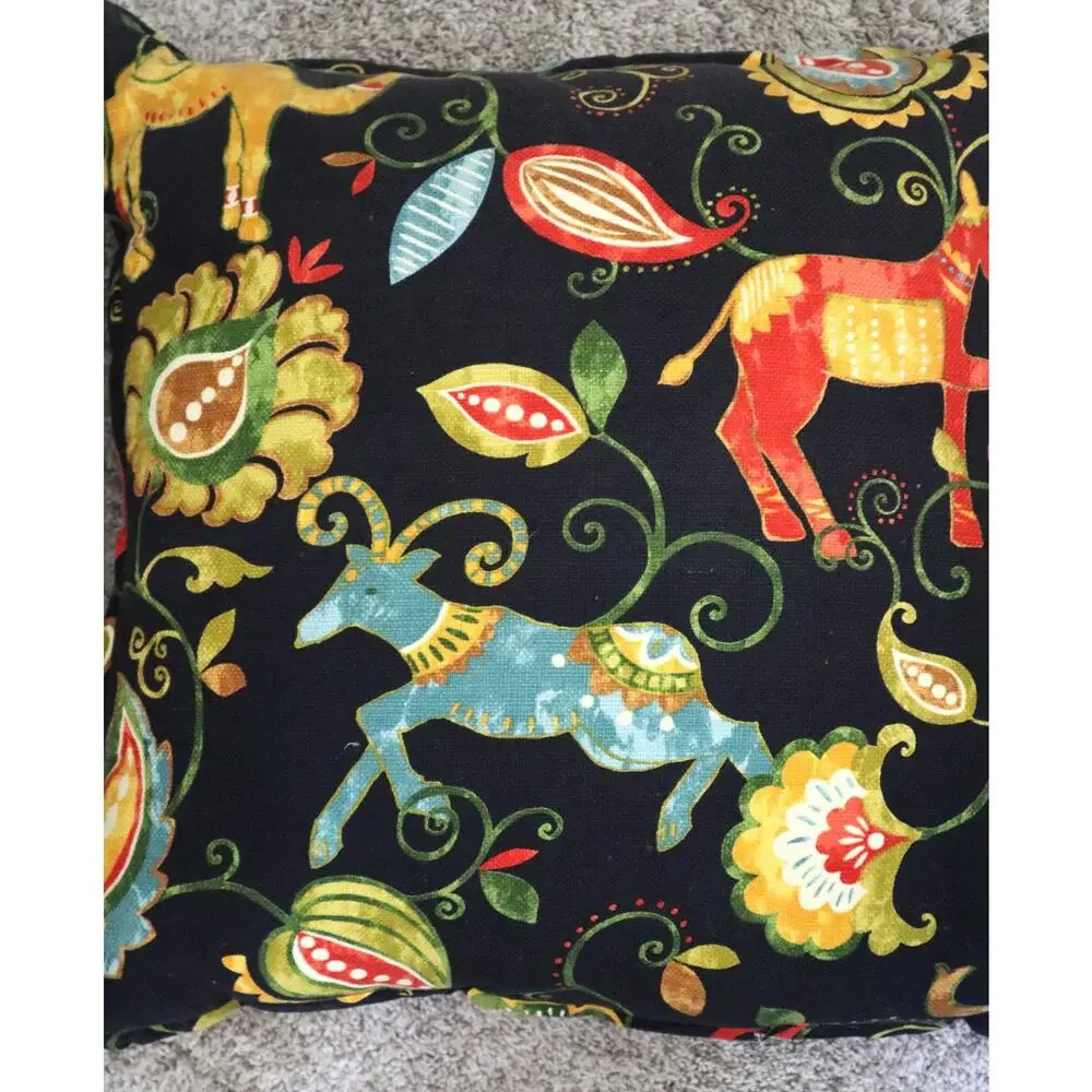 LARGE Camel Horse Pony Pillow Set of Two Colorful Whimsical Tapestry 20X20 Fairy